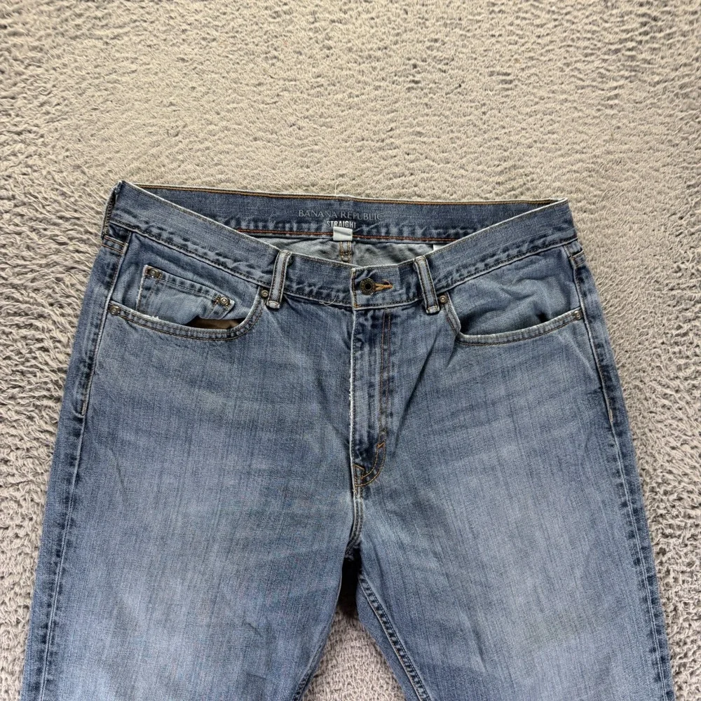 Banana Republic Jeans Mens 36x26 Blue Cotton Denim Straight Leg Workwear Faded